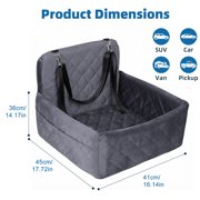 Porfeet Dog Car Booster Seat, Portable Pet Travel Bed with Safety Tether, Soft Memory Foam for Small Dogs, Non Slip Base for Truck SUV,Grey