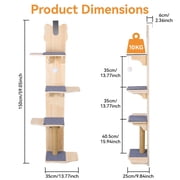 Porfeet Over The Door Cat Tree, 4-Levels Door Hanging Cat Shelf, Cat Climber with Sisal Rope Mats and Cat Scratching Post, Furniture for Indoor Cats,Woodcolor