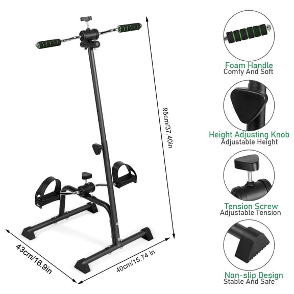 Porfeet Elderly Exercise Bike, Pedal Exerciser Bike, Hand Arm Leg Knee Peddler, Adjustable Fitness Equipment for Seniors, Elderly Home Pedal Exercise Bike for Total Body,Black
