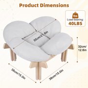 Porfeet Elevated Wooden Cat Bed with Fluffy Removable Cushion, Petal Shaped Cat Couch Sofa, 40lbs Capacity, Raised Pet Lounge Chair for Indoor Cats, Puppy, Cat Furniture,Beige