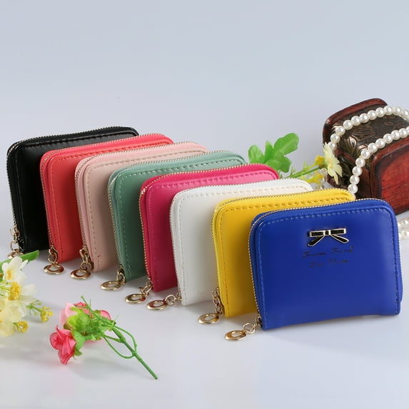 Porfeet Fashion Women's Mini Faux Leather Purse Bowknot Wallet Card Holder Handbag,Watermelon Red