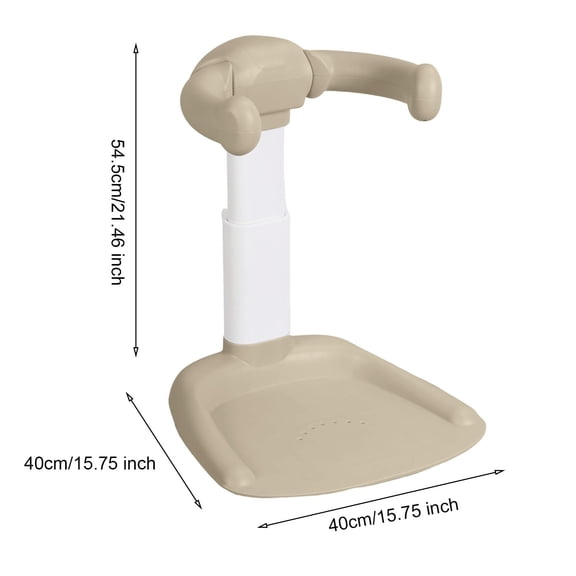Porfeet Foldable Design Baby Shower Stand with Armrest, High Stability Adjustable Height Baby Shower Standing Support, Collapsible Baby Shower Rack with Shower Head Holder,Khaki