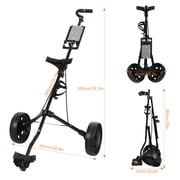 Porfeet Golf Push Cart, 2 Wheel Golf Trolley, Foldable Walking Golf Cart with Wear-resistant PP Wheels, Tee Holder, Storage Scoreboard, Ball Mount,Black