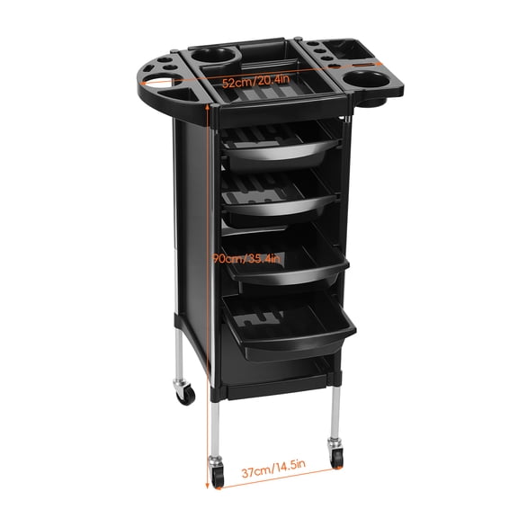Porfeet Hair Salon Storage Tool Cart, 6-Layer Hair Salon Trolley with 4 Wheels, Barber Storage Cart for Hairdressing Beauty SPA Tattoo,Black