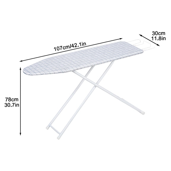 Porfeet Ironing Board, Full-Size Foldable Ironing Board, Foldable Household Ironing Board, Extended Ironing Board Outside with Heat-Resistant Cover (42 inch, Blue Plaid Pattern),Blue