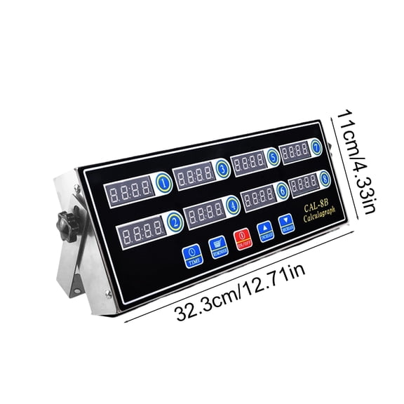 Porfeet Kitchen Timer CAL-8B Calculagraph Stainless Steel Multi-Channel Digital Display Timer with LED Interface Adjustable Bracket Alarm Function,US Plug