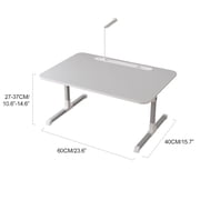 Porfeet Laptop Bed Tray Table, Adjustable Laptop Bed Stand, Lap Desk with LED Light, Portable Standing Table with Foldable Legs, USB Charging, Folding Lap Tablet Table for Sofa Couch,Grey