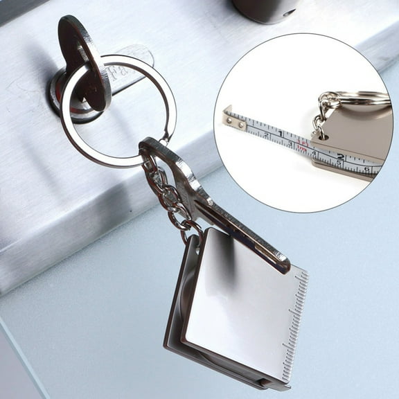 Porfeet Mini Stainless Steel Retractable Measure Tape Ruler Keychain Key Ring Pendant(Silver)