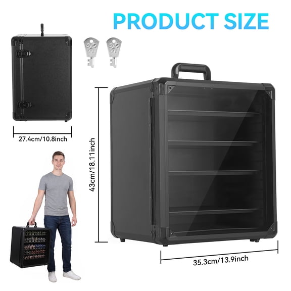 Porfeet Miniatures Storage Case, Miniatures Transport Case with 5 Trays, Aluminum Alloy Frame, Transport Action Figure Display Case with Lock for Miniatures, Figures and Collectibles,Middle