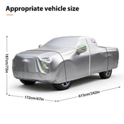 Porfeet Pickup Truck Cover, Full Exterior Heavy Duty Outdoor Car Cover, Waterproof All Weather Car Tarp with Zipper Door, Sun Rain Dust Snow Protection, Length Up to 242 inch,Silver1