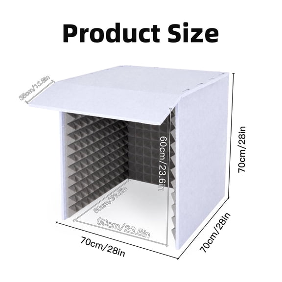 Porfeet Portable Sound Proof Box, 28inch Large Professional Vocal Recording Booth, Foldable Microphone Isolation Shield, Built-In Thick and High-Density Acoustic Foam for Podcast, Singing