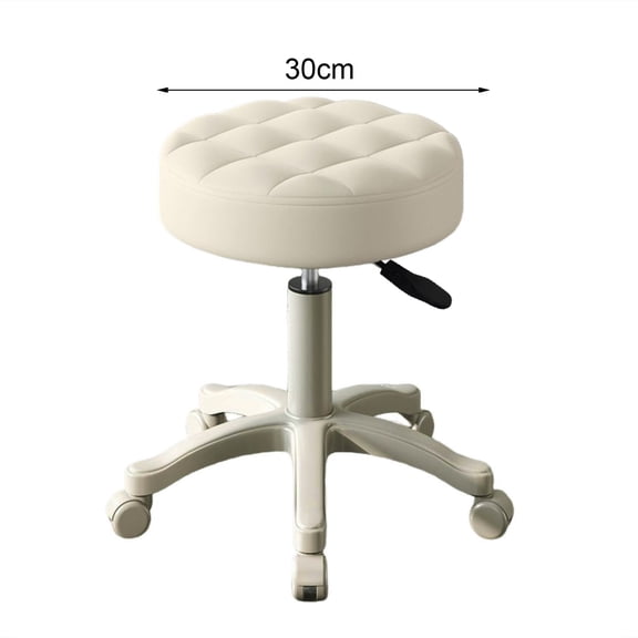 Porfeet Rolling Stool with Wheels Faux Leather Soft Cushion Height Adjustable 360-Degree Swivel Armless Backless Drafting Work SPA Salon Bar Cafe Home Office Stool,Grey