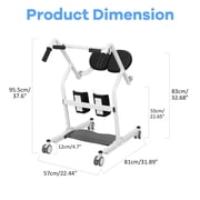 Porfeet Sit to Stand Lift for Handicapped, Patient Lift Chair Transport Device with Wheels for Home Care, Fall Prevention Stand Assist Transfer Lifter for Elderly, Adults, Disabled,Black + White