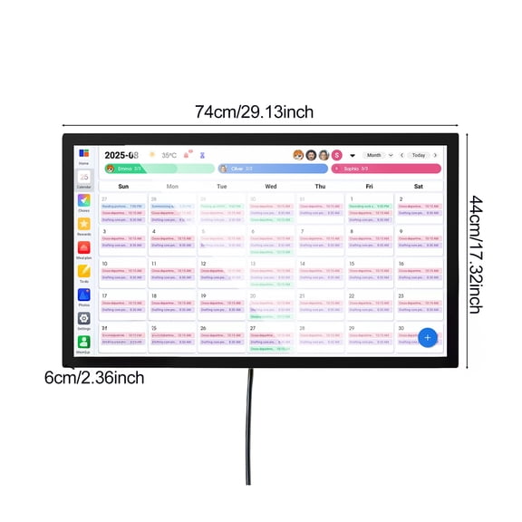 Porfeet Smart Digital Calendar Family Schedules Planner Chore Chart Electronic Calendar Wall Mount Touchscreen Interactive Display Screen Calendar,Black
