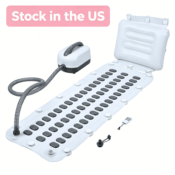 Porfeet Spa Bubble Machine Adjustable 6 Speed Bubbles Remote Control Fits Most Bathtubs Bottom with Suction Cups Bathing Non-slip Electric Air Pump, Inflatable Pillow And Remote (White)