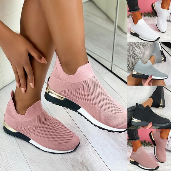 Hevirgo Sport Shoes Stretchy Slip On Spring Autumn Mesh Non-slip Knitting Sock Sneakers for Trainer,Grey 40