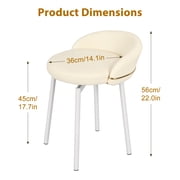 Porfeet Vanity Chair with Gold Metal Legs, Unique Backrest, Stable Base, Modern Dressing Chair for Makeup Nail Salon Bedroom, Easy Assembly, Armless Makeup Stool for Home Office Decor,Beige,B