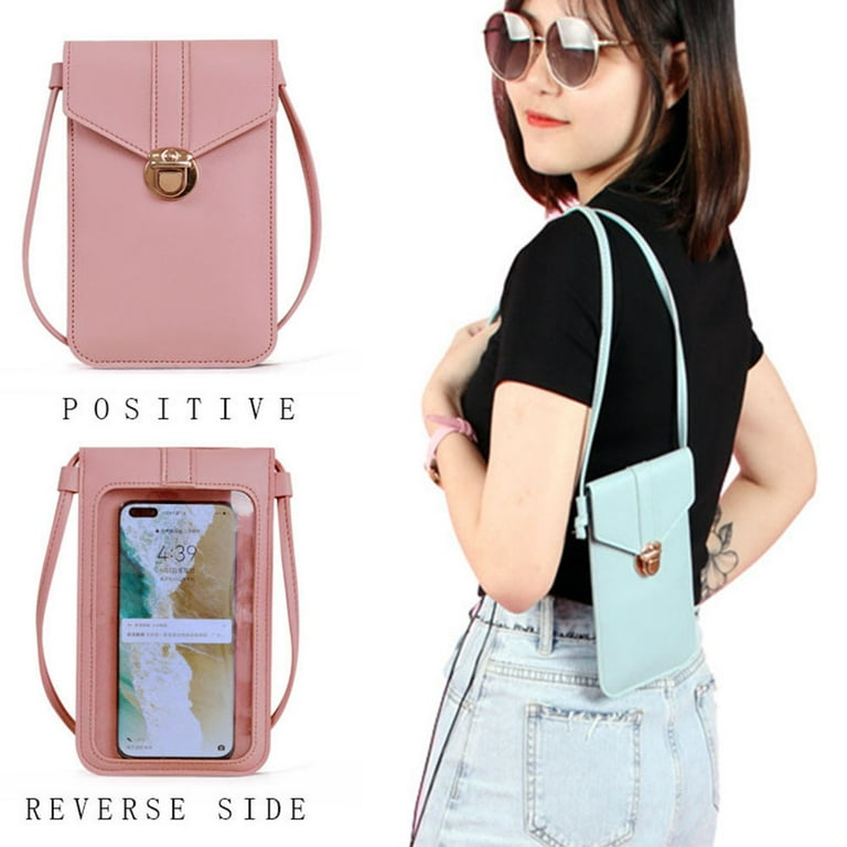 Porfeet Women Fashion Lock Catch Crossbody Shoulder Bag Clear Phone Touch Screen Purse Light Gray Walmart