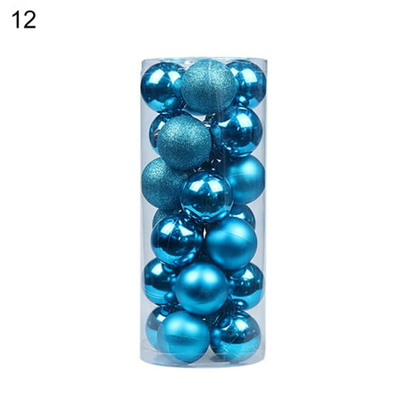 Porfeet Xmas Trees Ball Decor,Shatterproof Blue Plastic Christmas Ball Ornaments, 24 Count (1.2")