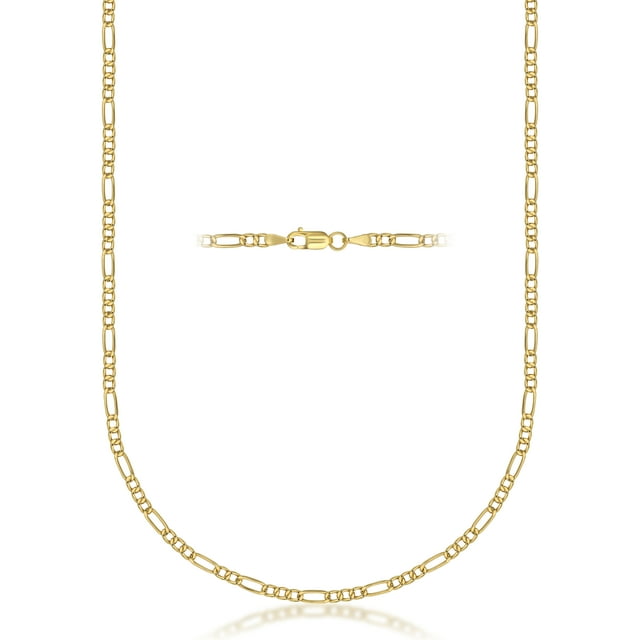 Pori Jewelers 14K Solid Gold 2.5MM Figaro Chain Necklace
