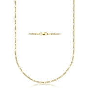 PORI JEWELERS 14K Solid Gold 2.5MM Figaro Chain Necklace