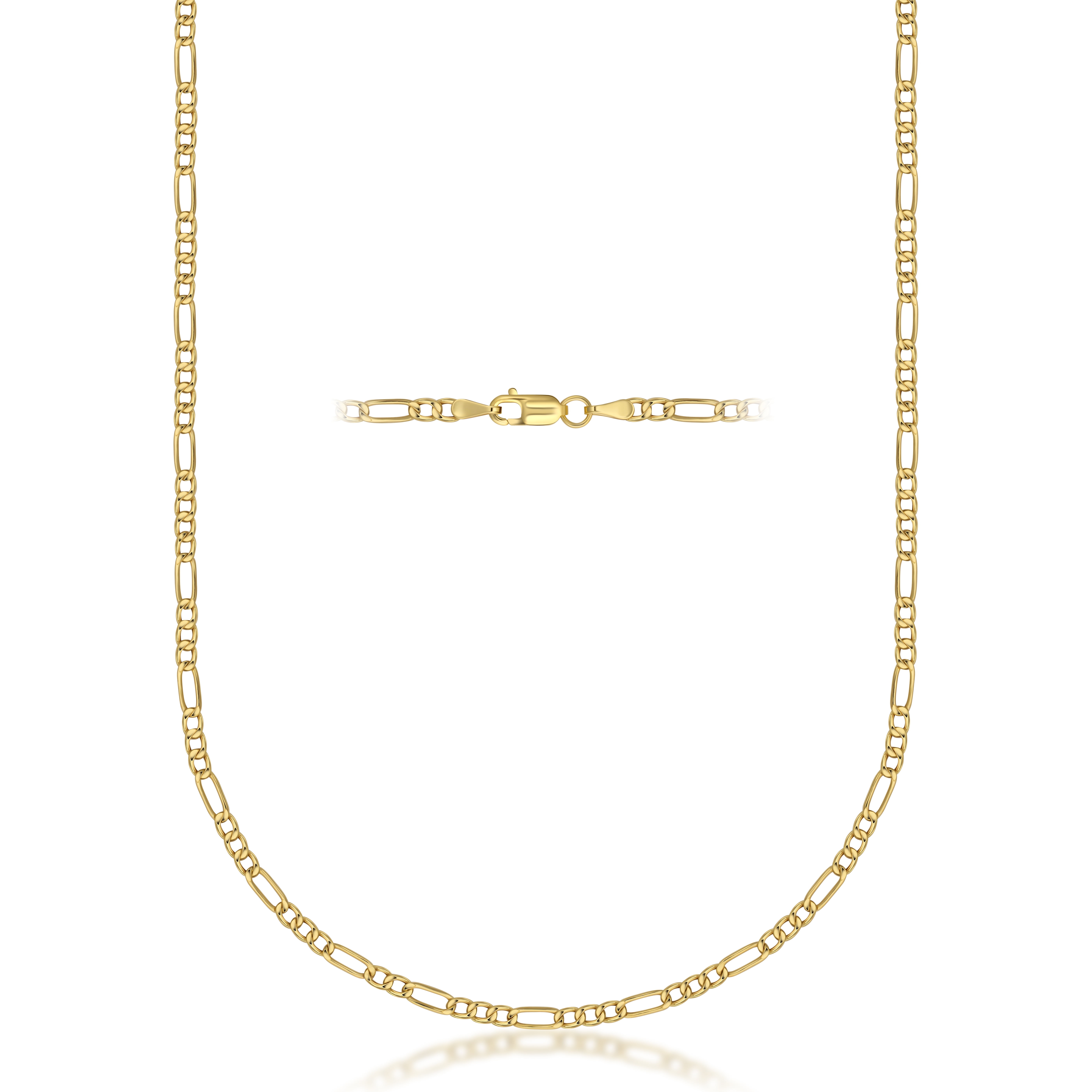 Pori Jewelers 14K Solid Gold 3.4MM Figaro Chain Necklace-20"