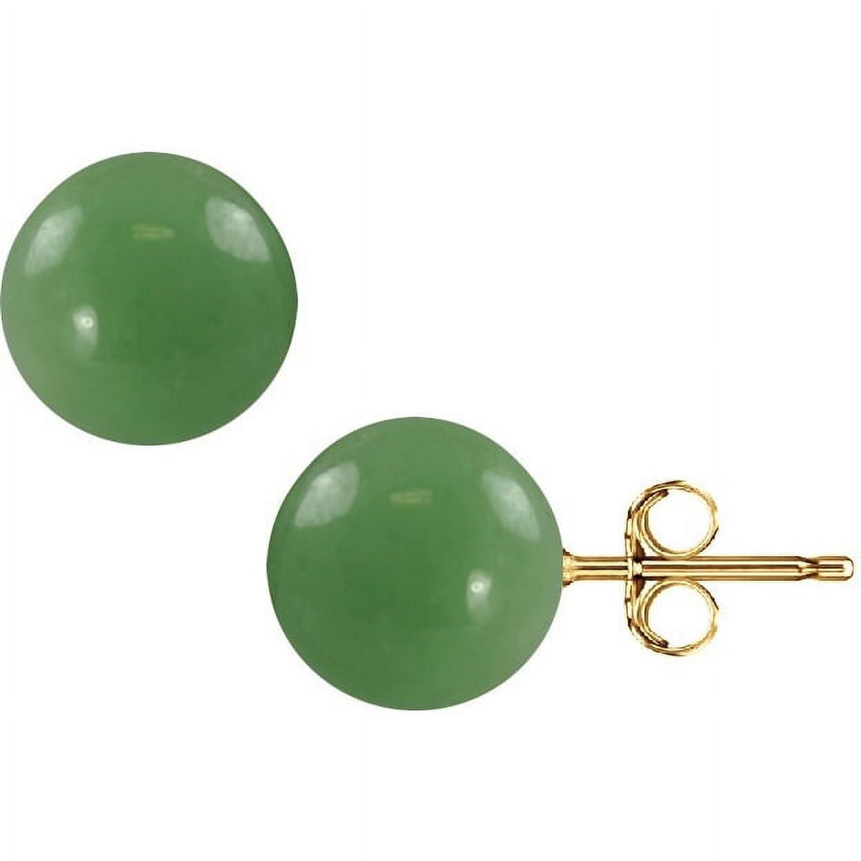 Pori Jewelers 14K Solid Gold 6mm Jade Gemstone Ball Stud Earrings