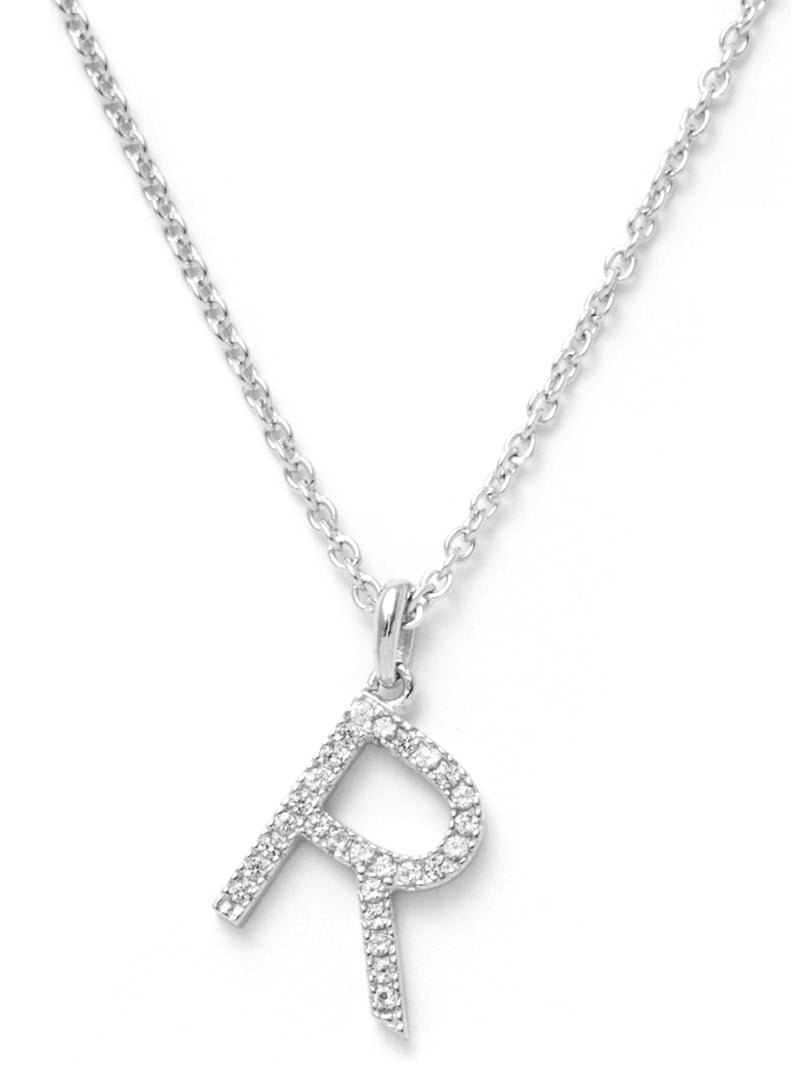 Pori Jewelers 14K Solid White Gold Initial White Topaz Gs Pendant Necklace