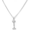 thumbnail image 1 of Pori Jewelers 14K Solid White Gold Initial White Topaz Gs Pendant Necklace, 1 of 2
