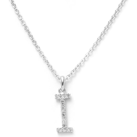 Pori Jewelers 14K Solid White Gold Initial White Topaz Gs Pendant Necklace