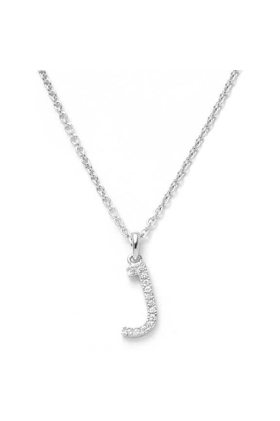 14K Solid White Gold Initial White Topaz Gs Pendant Necklace