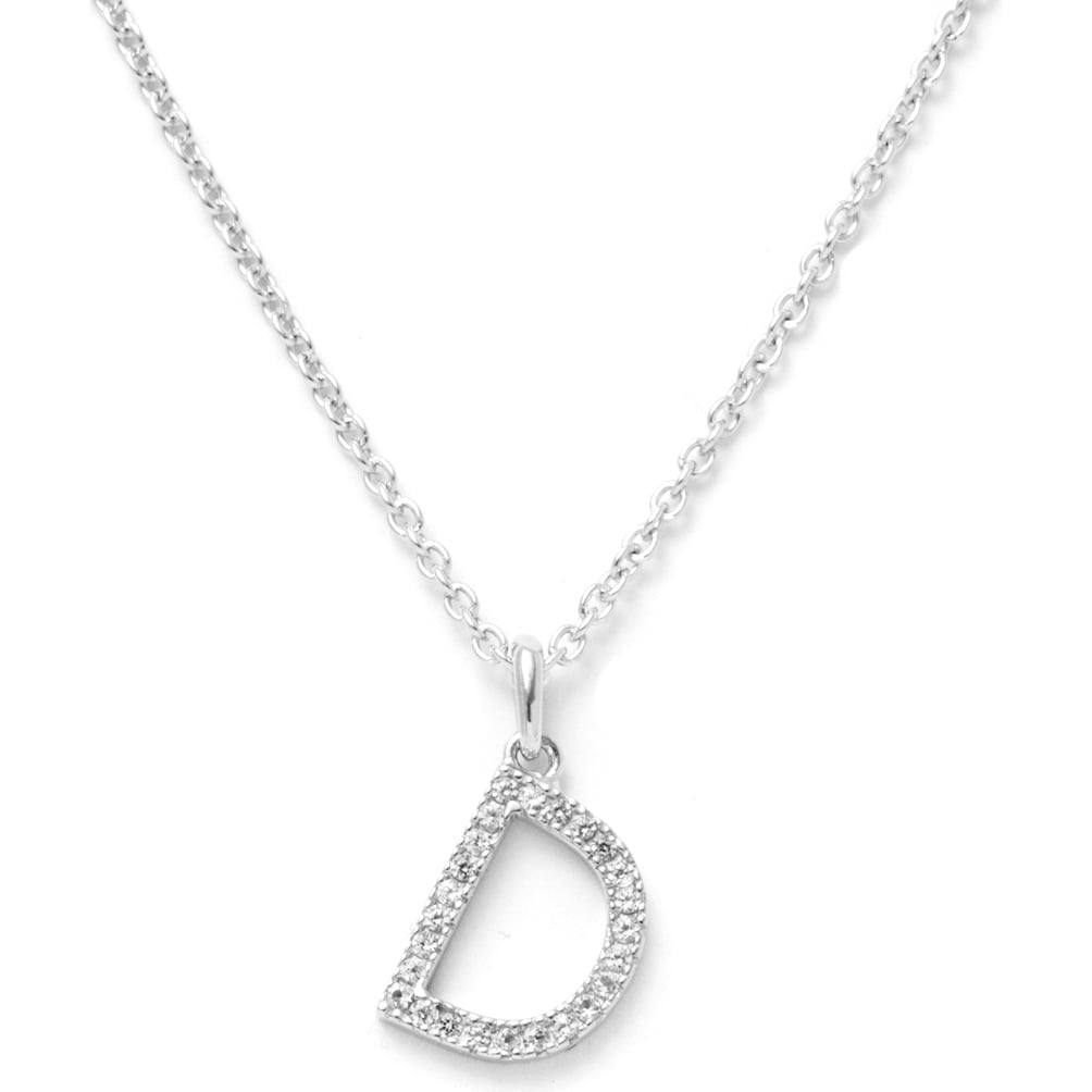 Pori Jewelers 14K Solid White Gold Initial White Topaz Gs Pendant Necklace