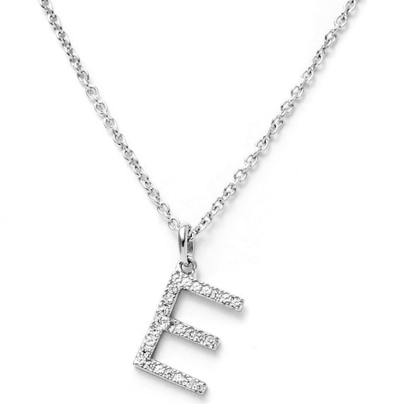 Pori Jewelers 14K Solid White Gold Initial White Topaz Gs Pendant Necklace