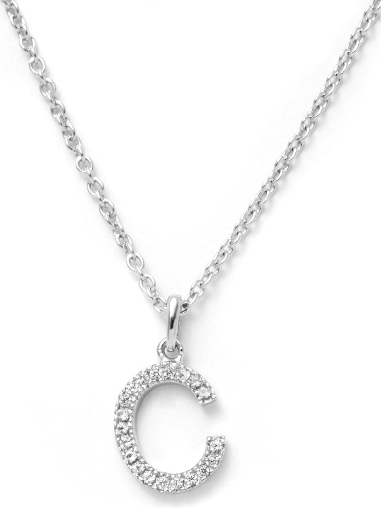 Pori Jewelers 14K Solid White Gold Initial White Topaz Gs Pendant Necklace