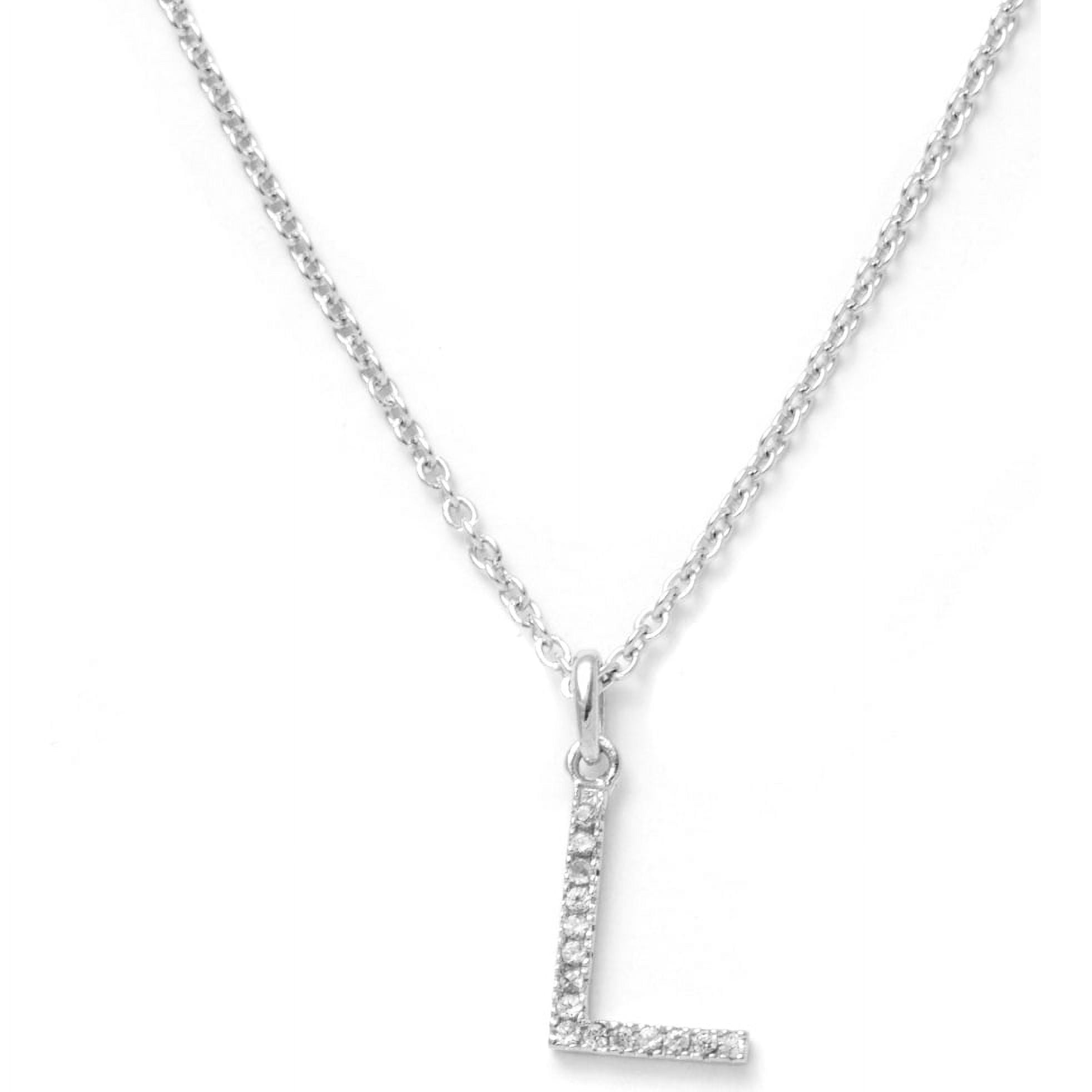 Pori Jewelers 14K Solid White Gold Initial White Topaz Gs Pendant Necklace