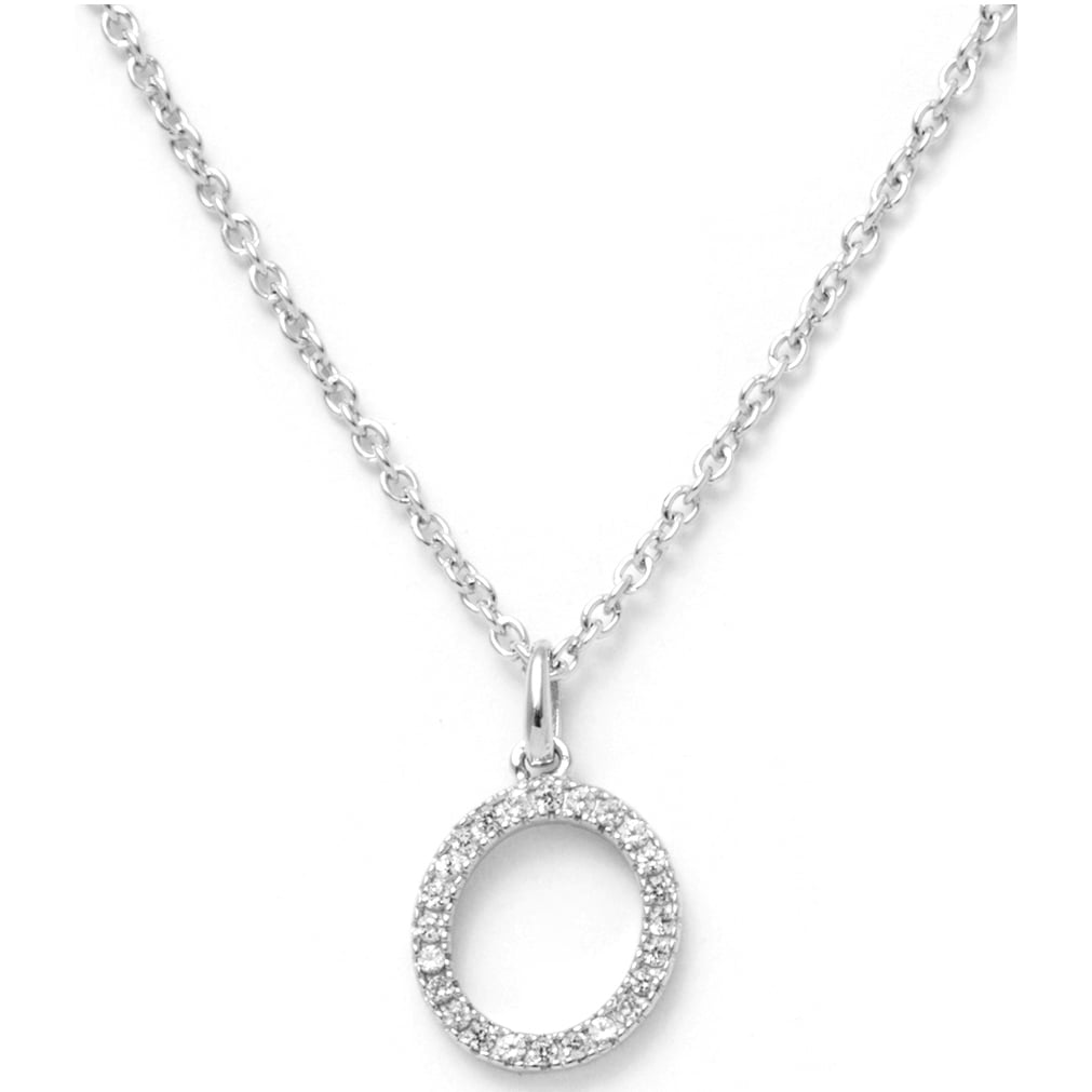 Pori Jewelers 14K Solid White Gold Initial White Topaz Gs Pendant Necklace
