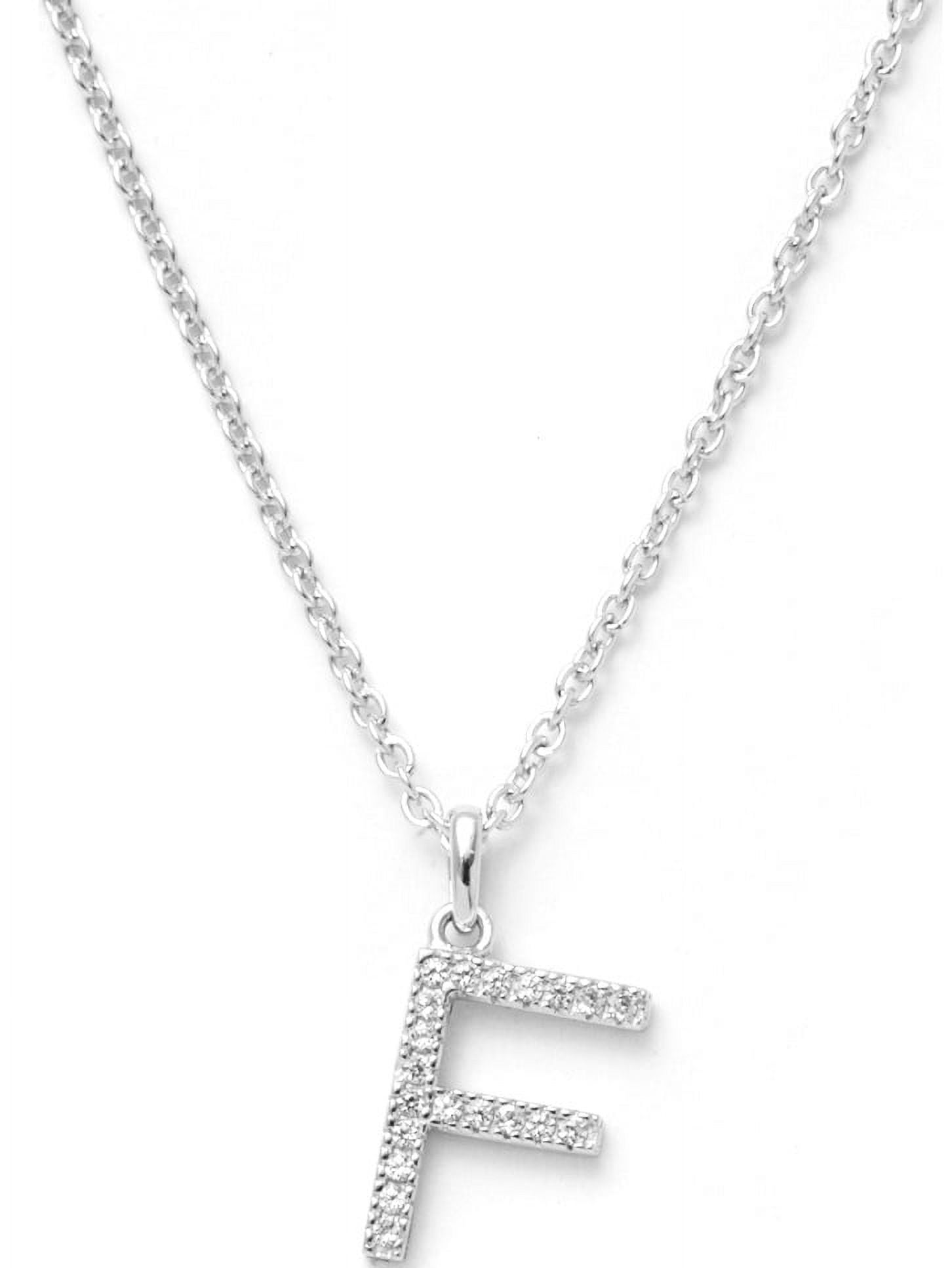 Pori Jewelers 14K Solid White Gold Initial White Topaz Gs Pendant Necklace