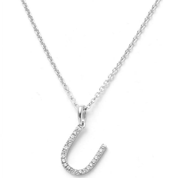 Pori Jewelers 14K Solid White Gold Initial White Topaz Gs Pendant Necklace