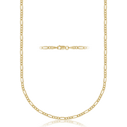 Pori Jewelers 14K Solid Yellow Gold 2.5MM Figaro Chain Necklace, 24 - Made in Italy- Multiple Lengths Available
