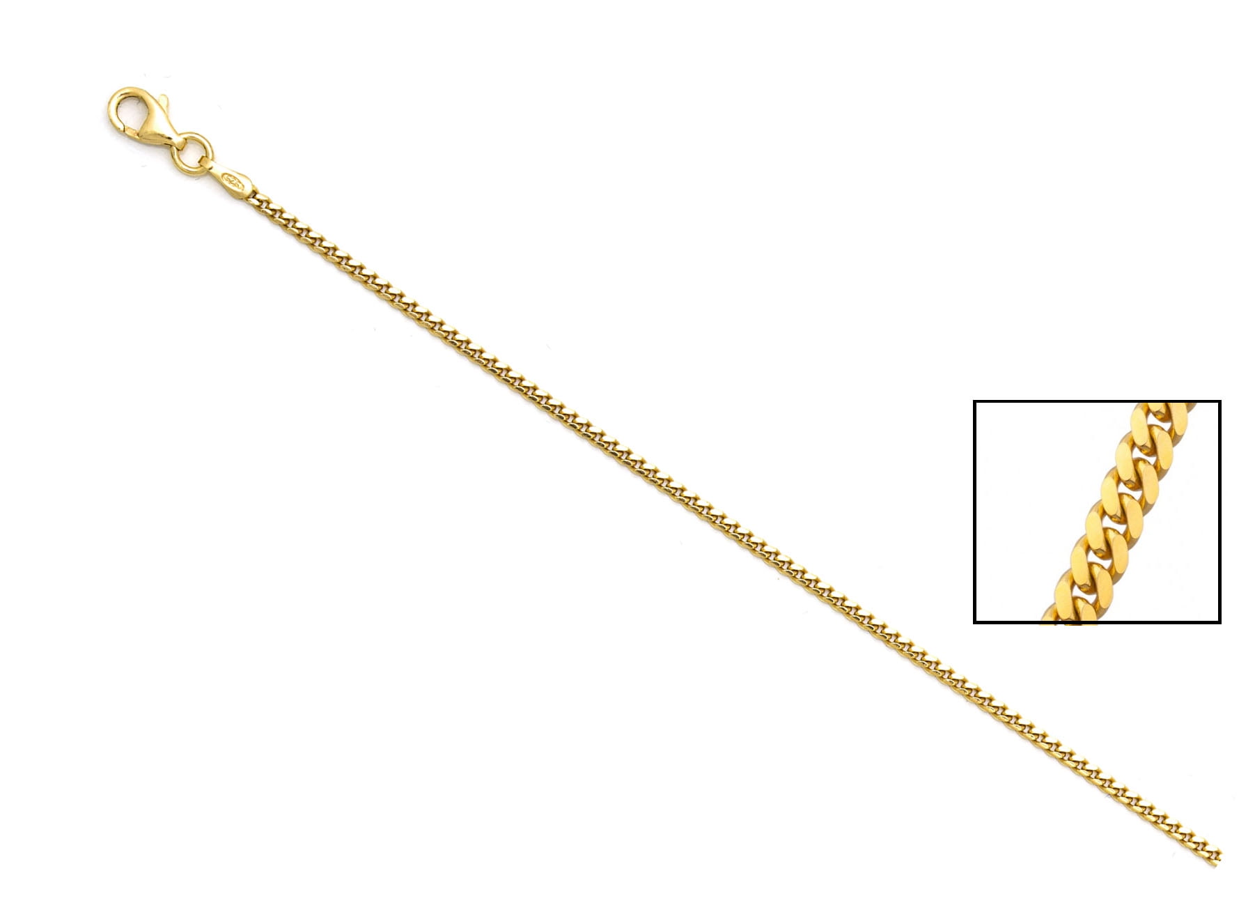 Pori Jewelers 18k gold plated 925 Sterling Silver  High Polished   1.9 MM  Miami Cuban 060 Chain Necklace