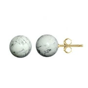 Pori Jewelers 6MM GENUINE White Onyx Ball in 14K Solid Gold Stud Earrings