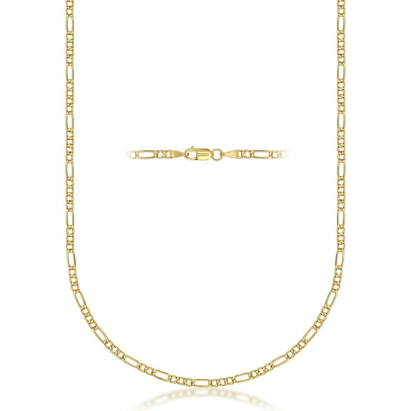 Pori Jewelers Jewelers 14K Solid Gold 2.5MM Figaro Chain Necklace-22"