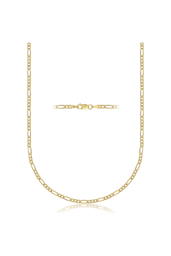 Jewelers 14K Solid Gold 2.5MM Figaro Chain Necklace-22"