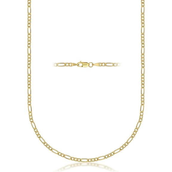 Pori Jewelers Jewelers 14K Solid Gold 2.5MM Figaro Chain Necklace-22"