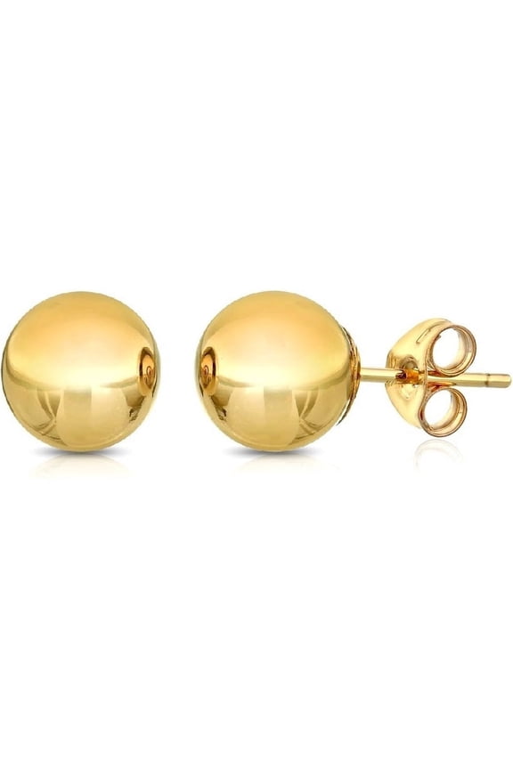 Premium 14K Gold Ball Stud Earrings-Women
