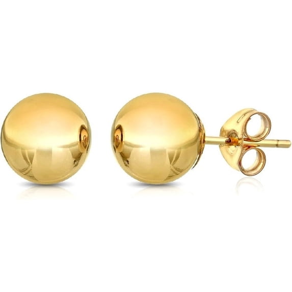 PORI JEWELERS Premium Ball Stud Earrings 14k, Yellow Gold