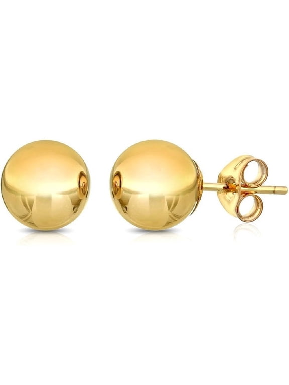 Premium Ball Stud Earrings 14k, Yellow Gold