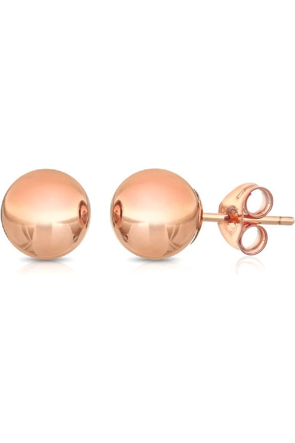 Premium Ball Stud Earrings 14k, Rose Gold