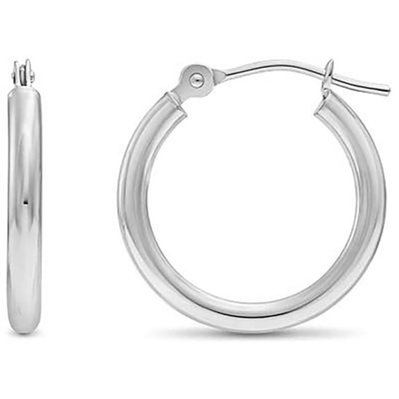 Pori Jewelers Sterling Silver 1.5mm x 18mm Plain Hoop Earrings