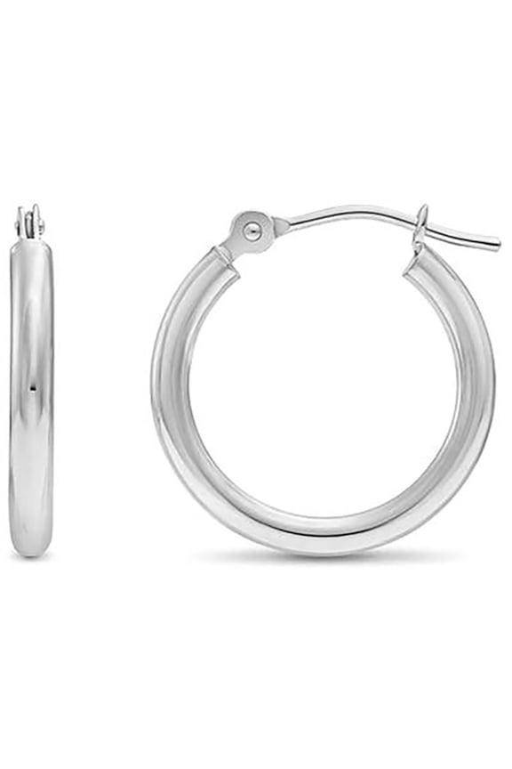 Sterling Silver 1.5mm x 18mm Plain Hoop Earrings